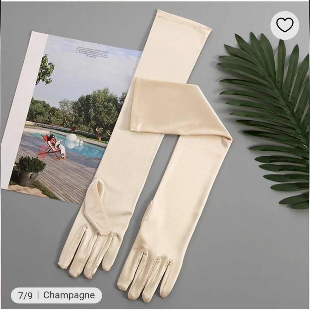 Champagne Satin Elbow Length Gloves. Bundle 3+ items & save 25% automatically!